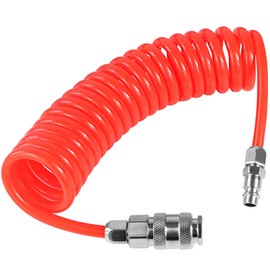 Compressed Air Hose with Quick Coupling 20 Bar 1/4 Inch Spiral Hose Long 5 mm ID X 8 mm AD Kink Protection for Longer Durability Compressor Hose Highly Flexible for Compressed Air Compressors