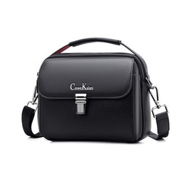 Whatna Men's Shoulder Bag, 2-Way Crossbody Handbag, Thick, Leather, Anti-Theft, Horizontal, Smaller, Messenger Bag, For School Commutes, Lightweight, Practical, Bicycle Bag, Gift, Men, Black, CK906