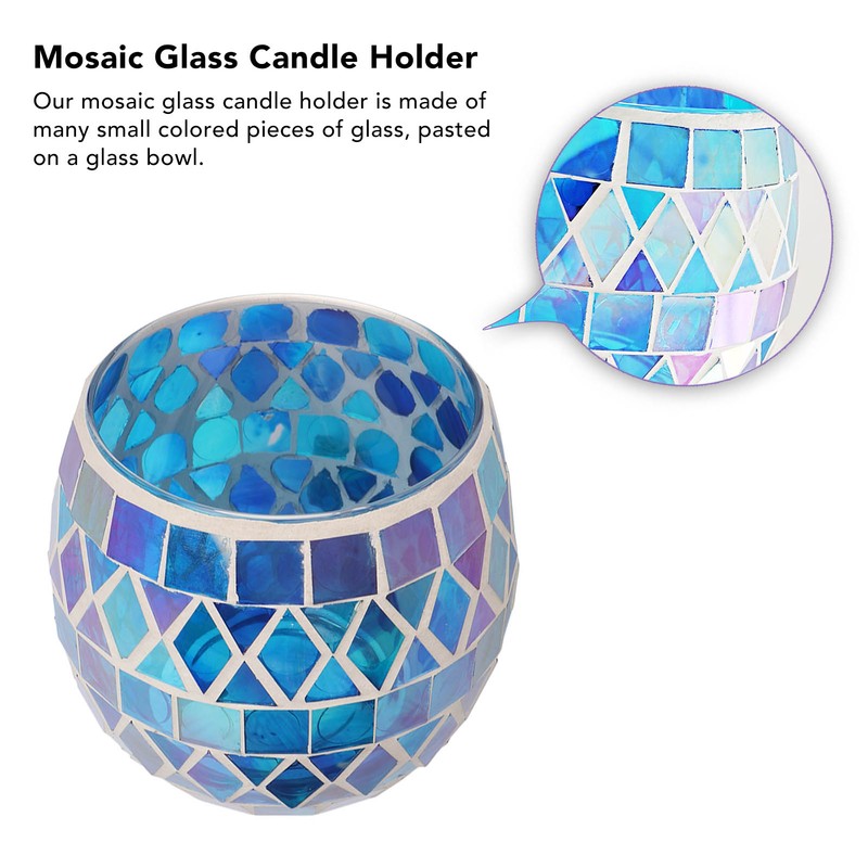 Purple Blue Mosaic Glass Candle Holder Romantic DIY Scented Candle