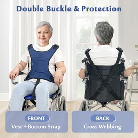 Mybow Wheelchair Seatbelt, Safety Belt for Elderly, Wheelchair Harness for Adults, Medical Chair Restraints for Dementia Patients, Adjustable Lap Buddy for Wheelchair Prevent Sliding