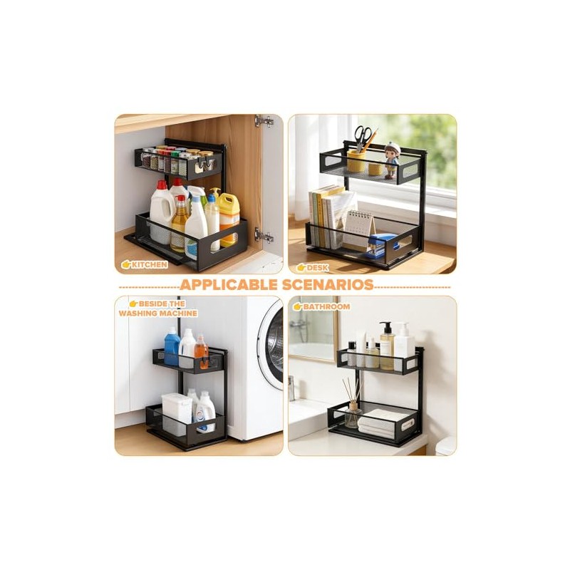 2 Tier Shelf Under Sink Kitchen Cabinet Organiser Under Sink