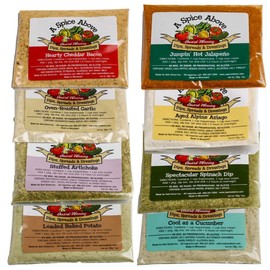 A Spice Above 8 Pack Variety of Dips, Gluten Free, Mixed Seasonings Packets for Easy, Quck-to-Make Appetizer Dips