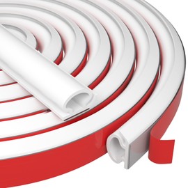 23ft Weather Stripping Door Seal Strip,Self-Adhesive Door Weather Stripping Seal Strip,D Shaped Soundproofing Frame Insulation Tape,Door Sealing Strip for Door Frame/Window (White, 2/5" W x 1/4" T)