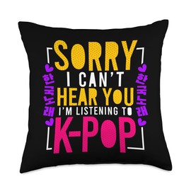 Listening to Kpop Korean Music Throw Pillow