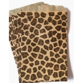 100 Leopard Print Paper Bags 6x9 Inches Flat Merchandise Bags