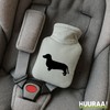 Huuraa Taschenwärmer Dackel Silhouette Geschenk 0,2 Liter Grey Mini Veloursbezug