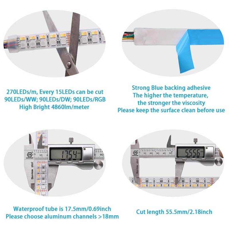 SuperlightingLED Brightest RGB CCT LED Strip Lights Outdoor Waterproof IP67