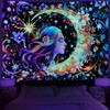 Serborlur Blacklight Sun and Moon Tapestry UV Reactive Psychedelic Floral