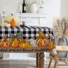 CUSUGBASO Thanksgiving Tablecloth 60x84 Inch Rectangle - Black Plaid Pumpkins