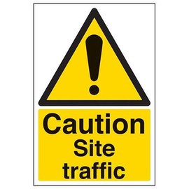 V Safety Caution Site Traffic Warning Sign - 200mm x 300mm - 2mm Rigid Plastic