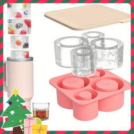 Cup Shaped Ice Cube Mold with Lid, 4-grid Silicone Ice Cube Mold, Kitchen Accessories, Reusable Ice Cube Maker for Home Kitchen, 2024 Kitchen Gadgets, Fall Decor - Color: Gray, Specification: one-size