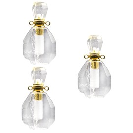 Zerodeko 3pcs Natural Wishing Bottle Pendant Necklace for Essential Oils Colorful Crystal Jewelry Decor Lightweight Aromatherapy Accessory for Parties and Festivals Without Chain