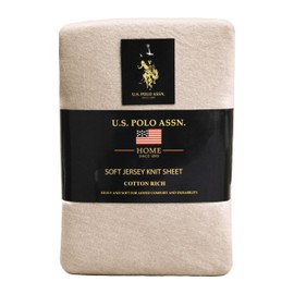 U.S. Polo Assn. All Season, Soft and Cozy T-Shirt Material, 1800 Thread Count 4-Piece Heather Jersey Sheet Set