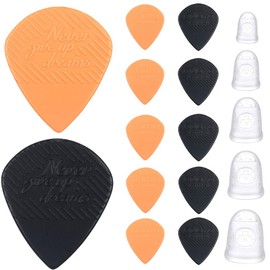 NHPY Guitar Plectrums 2 Different Thickness Plectrums 1.4 mm / 0.9 mm Guitar Picks for Bass, Electric Guitar, Acoustic Guitar, Ukulele with Guitar Fingers Pack of 12, black