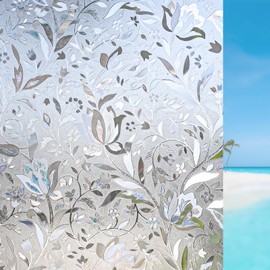 Niviy Etched Lace Window Film Static Window Cling Glass Door Decals Frosted Glass Window Clings for Privacy 17.7 by 78.7 Inches