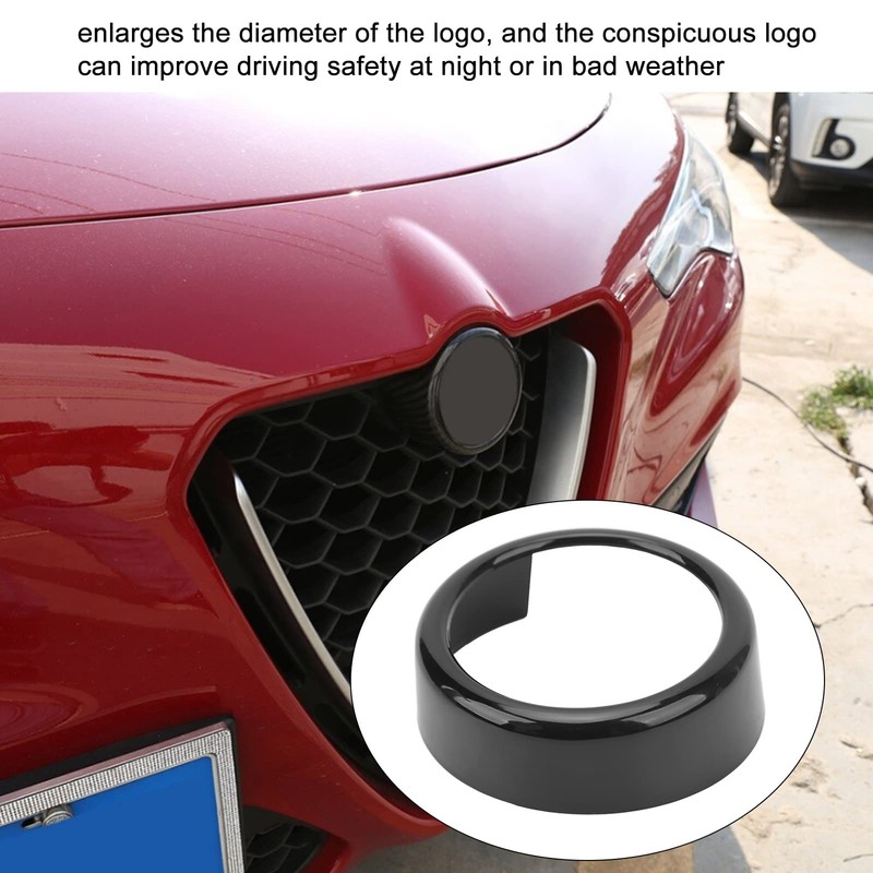 Compatible with Alfa Romeo Giulia Front Grille Emblem Glossy Black