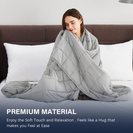 CuteKing Weighted Blanket - Weighted Blanket with Premium Glass Beads - Breathable Heavy Blanket for Comfort Sleep - Thick Blanket All Season (10lbs, 40"x60", Twin, Light Grey)