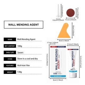 Drywall Repair Kitr - Repair Kit for Caulking Plaster Wall Holes, Dents, Wood Scratches and Cracks in Home Renovations, Two Sheets of Round Sandpaper, Caulking Paste, and Spiked Cap