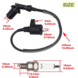Tanbupu GY6 Racing Ignition Coil with A7TC Spark Plug for 50CC 80CC 90CC 110CC 125CC 150CC Compatible with ATV Motorcycle Moped Scooter Go Kart Pit Dirt Bike