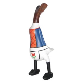 Brave Wings Hand Carved Wooden Bamboo Duck ~ Duck in Dutch Traditional Dress 24cm High ~ Ornament Sculpture Figurine Statue Unique Table Decoration Home Decor ~ 5338