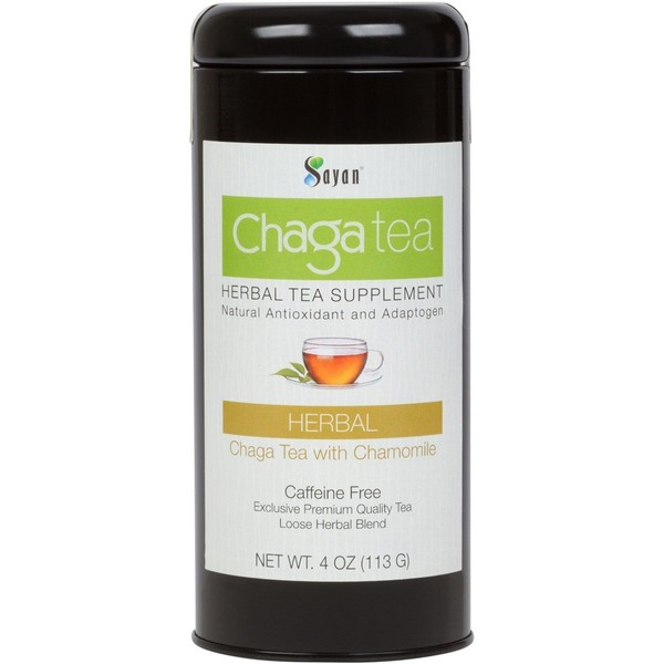 Sayan Siberian Chaga Mushroom Loose Tea with Chamomile - Exclusive Blend of Raw and Extract, 4 Oz Wild Harvested and Caffeine Free