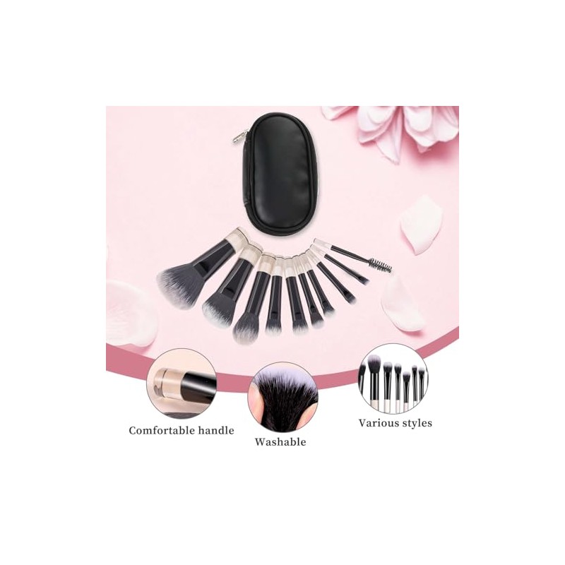 Brochas para Maquillaje, JASUVII 10 Makeup brush set+ 4 Puff,
