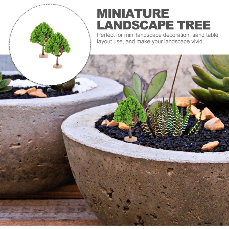 NUOBESTY 2pcs Mini Model Trees Train Scenery Miniature Trees Fake