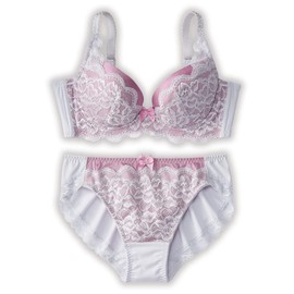 Nissen Underarm High Knit Lace Bra and Shorts Set (Triump), Sugar silver × pink lilac