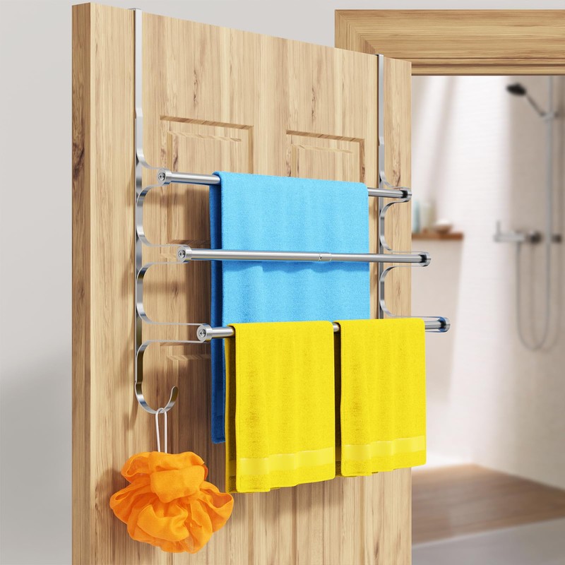 CANYAVE Over The Door Towel Rack, Extendable Triple Towel Storage