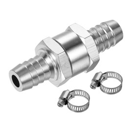 sourcing map Disposable Check Valve 13 mm Hose OD Aluminium Alloy 2 Adjustable 9-12 mm Hose Clamps for Water Oil Petrol Fuel Line Stainless Steel