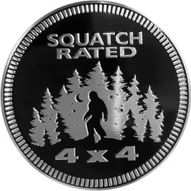Squatch Badge Rated Car Emblem, 4 x 4 Metal Automotive Bigfoot Badge 3D Metal Car Badges Emblems Car Badge Decals Stickers Compatible for Jeep Wrangler Vehicles Trucks SUV，Round Automotive Decal