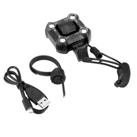 Waterproof Rechargeable Bike Front Lamp Bell Bicycle Handlebar Light Horn Accessory (Black)