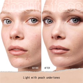 about-face THE PERFORMER Skin-Focused Foundation L2Peach – Medium Coverage, Long-Wear, Breathable & Buildable Base – Clean, Vegan, Hydrating Formula with Blue Agave & Chlorella – 1.08oz