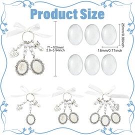Airssory 3 pcs Oval Photo Frame Charms Keychains with Ribbon Imitation Pearl Round Bezels Cabochon Blanks Locket Memory Charms for Jewellery Necklace Wedding Graduation Bag Decor