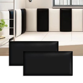 VEDHAA 3D Anti-Collision Wall Padding, Peel & Stick Upholstered Panels, Queen Headboard, Playroom Decorative Protection, Pack of 2 Panels - 23.6' X 11.8' (White)