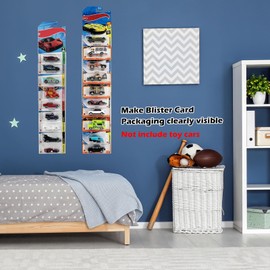 12 Pack Clear Model Car Display Case - Holds up to 120 Cars, Compatible with Hot-Wheels Packaged Cars, Toy Car Storage Organizer Wall Mount Toy Car Storage Display Case