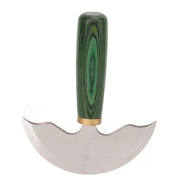 Leather Round Head Knife Semicircle Green Wooden Handle Hand Made DIY Leather Trimming Knife Leather Working Tool