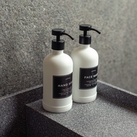 Verute Waterproof Labels for Amber Glass Soap Dispenser and Plastic Bottles 3.15"x2.35" Peel & Stick - Kitchen, Bathroom & Shower Set - 21 Pieces (White, Grey, Black)