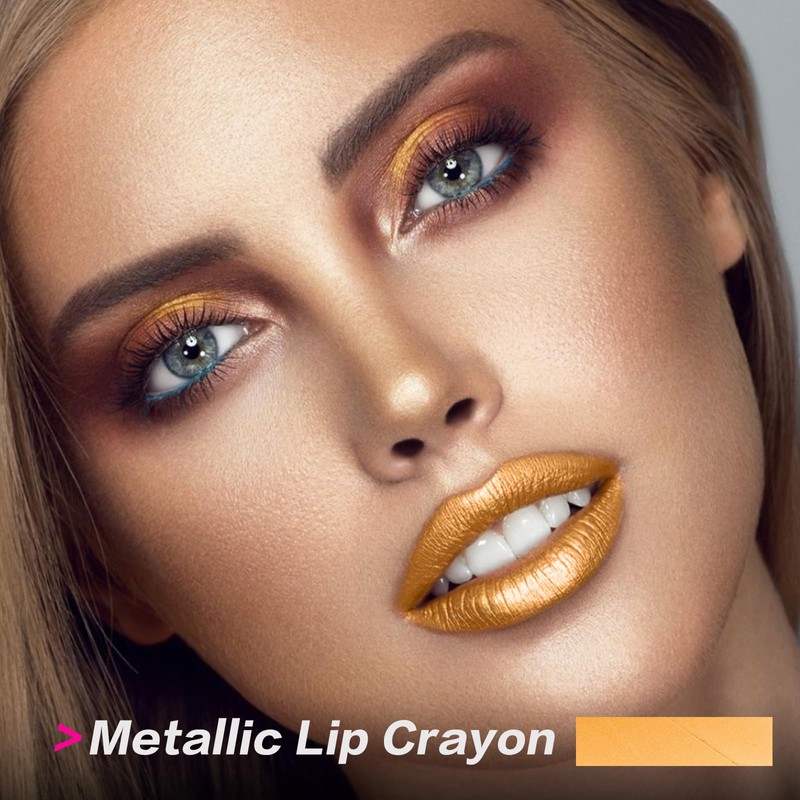 FOCALLURE Ultra Chic Metallic Lipstick,Rich Vitamin E Lip Crayon,Lightweight Shinning
