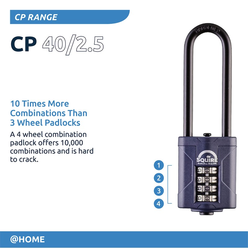 Squire Heavy Duty Padlock (CP40/2.5) - Toughest Extra Long Shackle