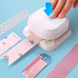 Generic Tag Punch 4 Patterns Paper Craft Hole Puncher Marker for Scrapbooks Cards Arts with Paper Positioning Guide and Debris Storage ABS Material