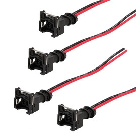 yorpyep 4 PCS Fuel Injector Connector, Extended Pigtail Wiring Harness Plug, Waterproof Insulation Shell Standard Specification Injector Socket, for Most Cars Repair Accessories (Black)
