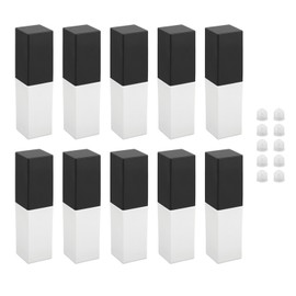 10Pcs Empty Lip Gloss Tubes 5ml Refillable Lip Balm Container for Samples Black Cover White Bottle