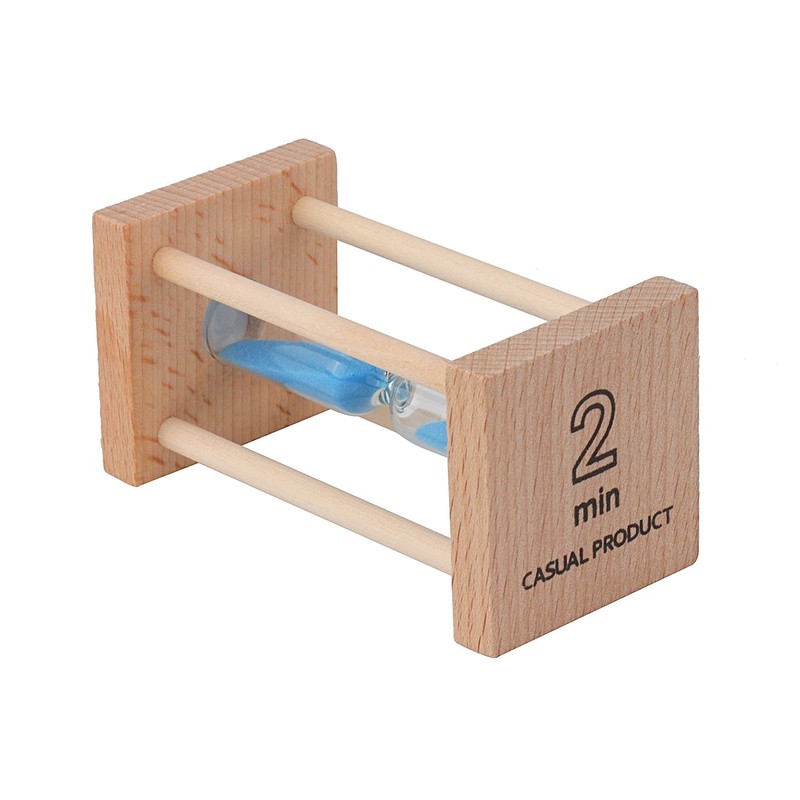 Mehrfarbige Sanduhr aus Holz für Heim und Schule. 2min blau
