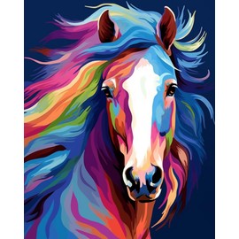 Maomaomi Paint by Numbers DIY Acrylic Painting Kit for Kids & Adults Beginner – 16" Wx20 L Colorful Horse Head Pattern