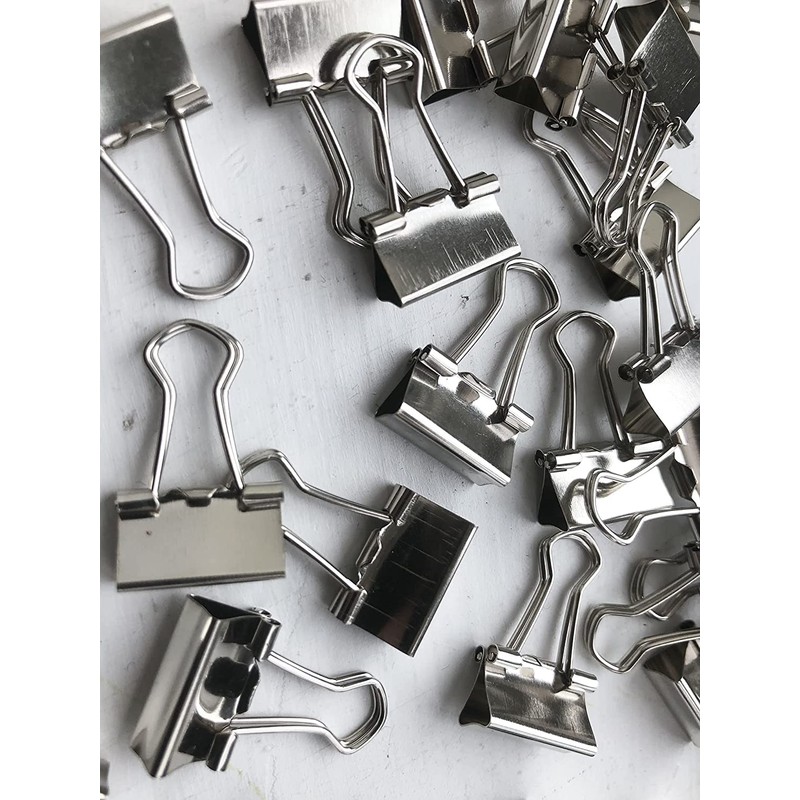 15mm, Small Silver Metal Design Foldback Clips Paper Binder Clamps