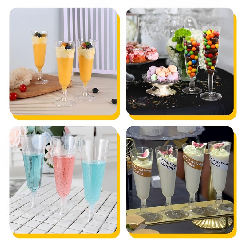 ACONDE Pack of 20 Plastic Champagne Flutes, 150 ml Plastic