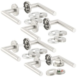 AGT Door Handle Set Stainless Steel Door Hardware Set 6 Room Door Handles 2 Bathroom Door Handles (Room Door Handles, Modern Door Fitting)