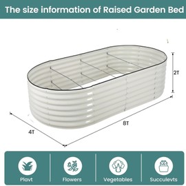 Galvanized Steel Raised Garden Bed,8×4×2 Ft Raised Garden Bed,Guard Galvanized Raised Garden Bed Kit for Gardening, Vegetables, Flowers,Oval Large Metal