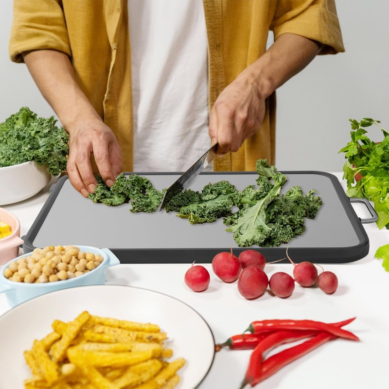 riwome Stainless Steel Cutting Board, Double Sided Cutting Boards for